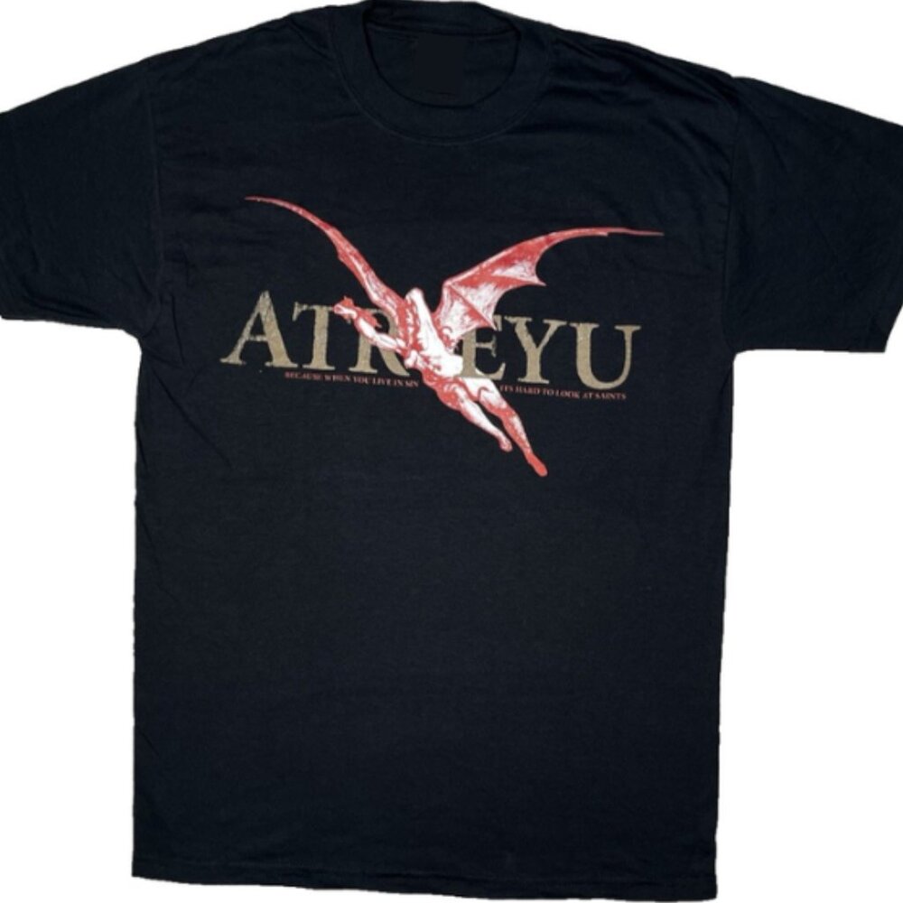 Atreyu When You Sin Hard To See Saints T-Shirt Band Angel Metalcore Y2K